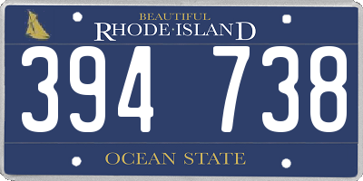 RI license plate 394738