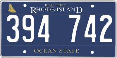 RI license plate 394742
