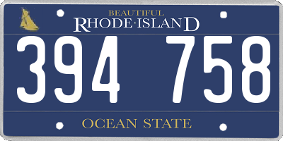 RI license plate 394758