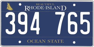 RI license plate 394765