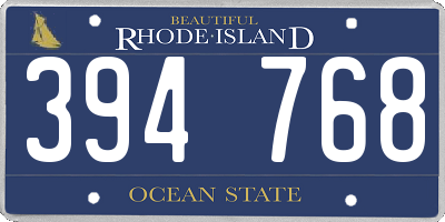RI license plate 394768