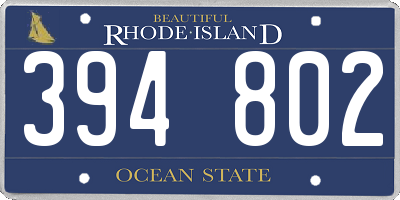 RI license plate 394802