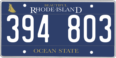 RI license plate 394803