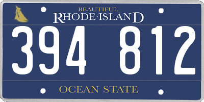 RI license plate 394812