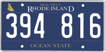 RI license plate 394816