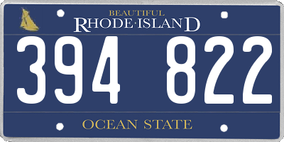 RI license plate 394822