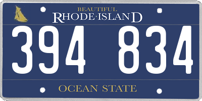 RI license plate 394834