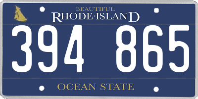 RI license plate 394865