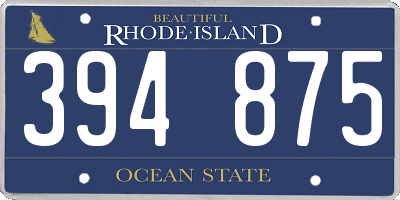 RI license plate 394875
