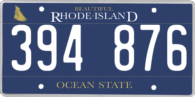 RI license plate 394876