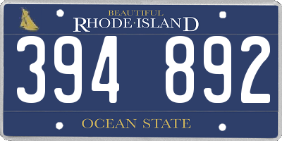 RI license plate 394892