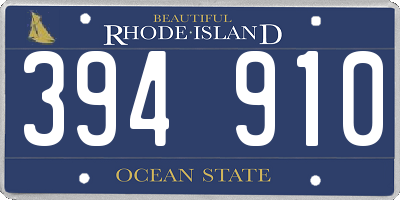 RI license plate 394910