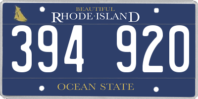 RI license plate 394920