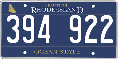 RI license plate 394922