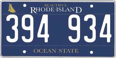 RI license plate 394934