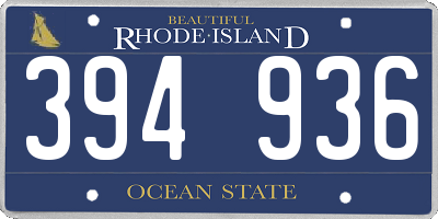 RI license plate 394936