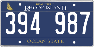 RI license plate 394987