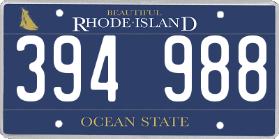 RI license plate 394988