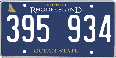 RI license plate 395934