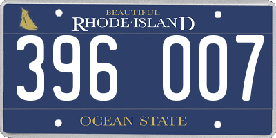 RI license plate 396007