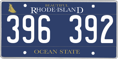 RI license plate 396392