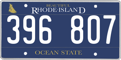 RI license plate 396807