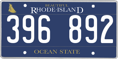 RI license plate 396892