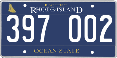 RI license plate 397002