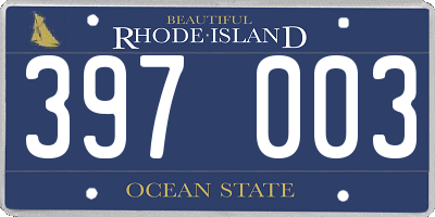 RI license plate 397003