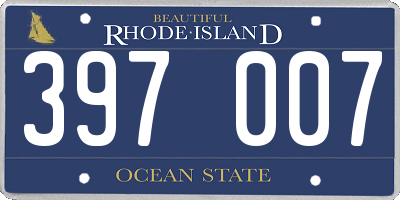 RI license plate 397007