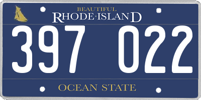 RI license plate 397022