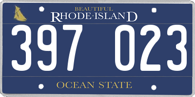RI license plate 397023