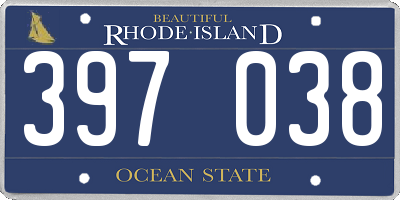 RI license plate 397038