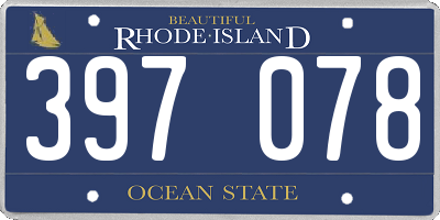 RI license plate 397078