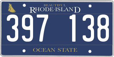 RI license plate 397138