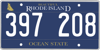 RI license plate 397208