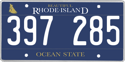 RI license plate 397285