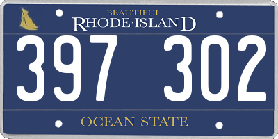 RI license plate 397302