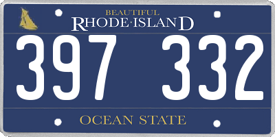 RI license plate 397332