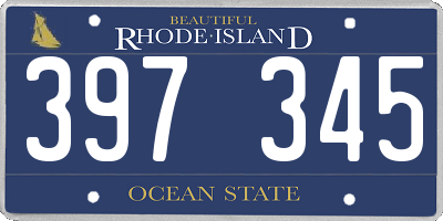 RI license plate 397345