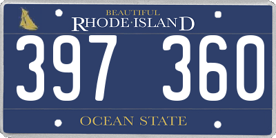 RI license plate 397360