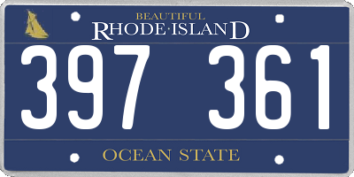 RI license plate 397361