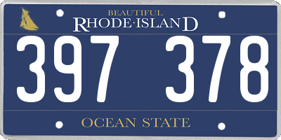 RI license plate 397378