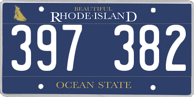 RI license plate 397382
