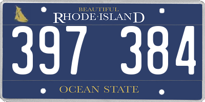 RI license plate 397384
