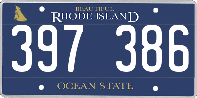 RI license plate 397386