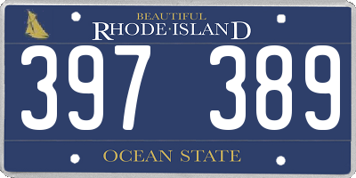 RI license plate 397389
