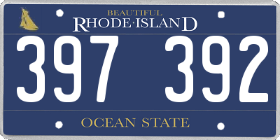 RI license plate 397392