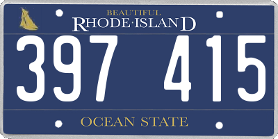 RI license plate 397415
