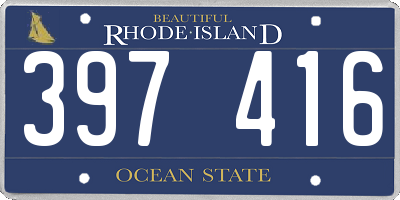 RI license plate 397416